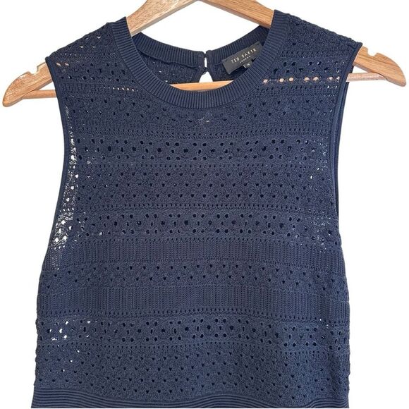 Ted Baker London Maleko Black Lace Stitch Sleeveless Midi Dress Ted Size 4 - Picture 5 of 11